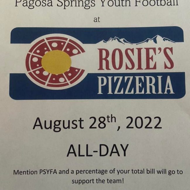 Pagosa Springs Youth Football at Rosies Pizzeria
