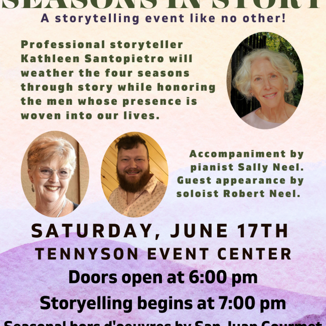 Men For All Seasons in Story with professional storyteller, Kathleen Santopietro